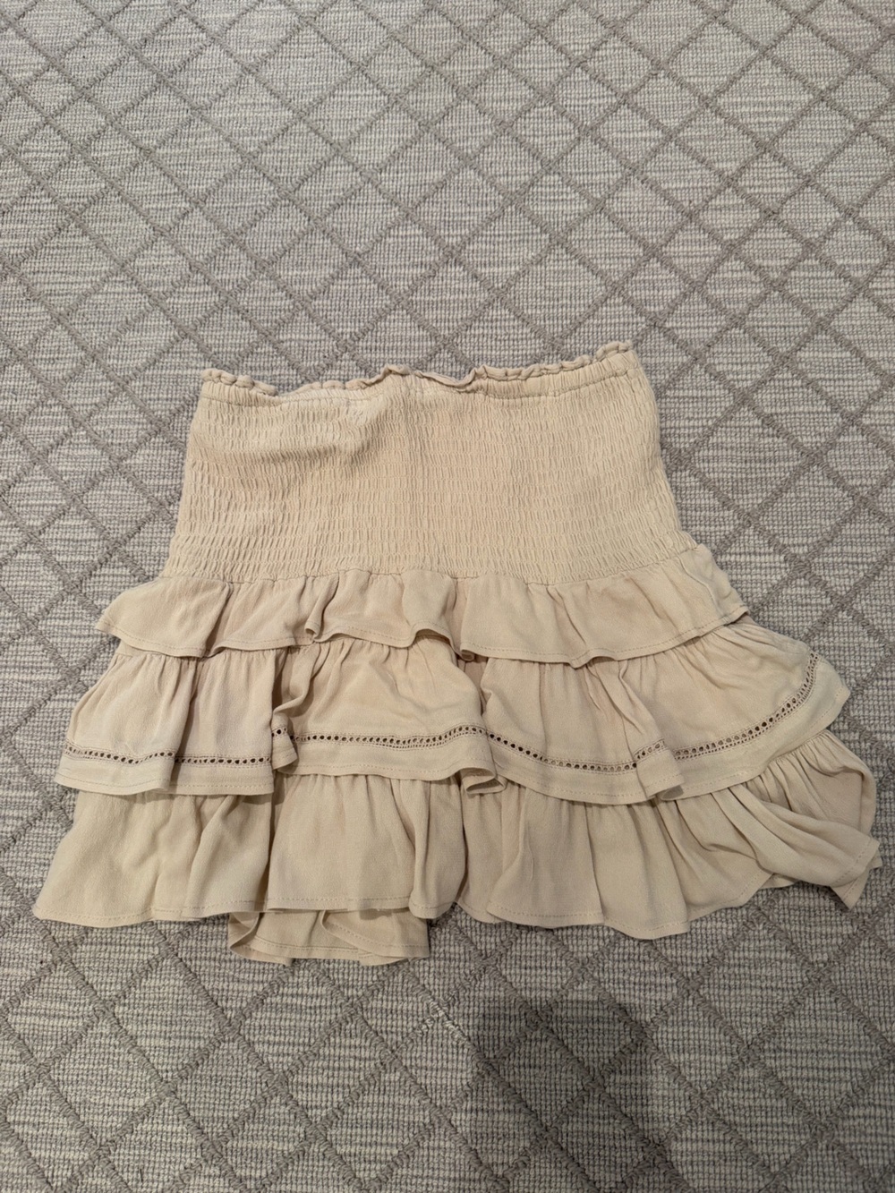 Ocean Drive Mini Ruffle Skirt in Tan
